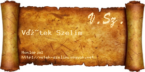 Vétek Szelim névjegykártya
